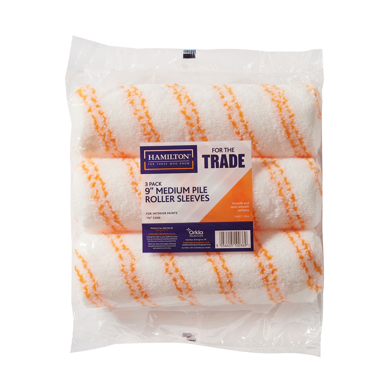 Hamilton 328110390 Medium Pile Roller Sleeve 9" (Pack of 3)