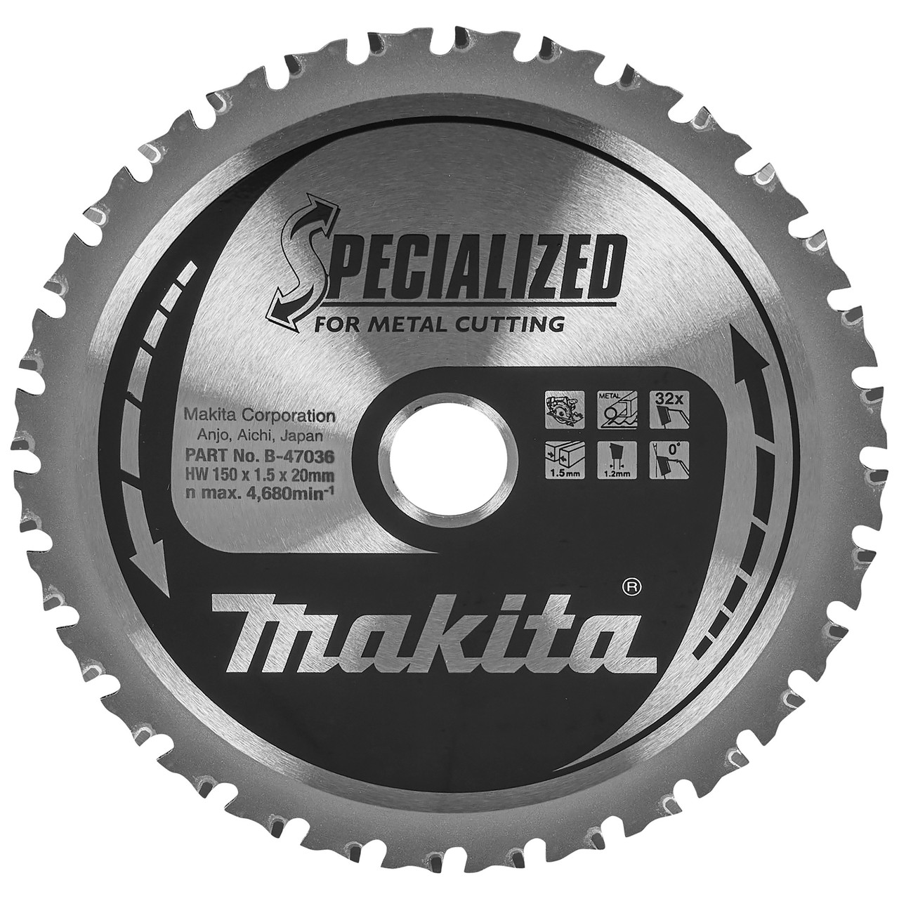 Makita B47036 150 × 20mm × 32T Circular Saw Blade for Metal