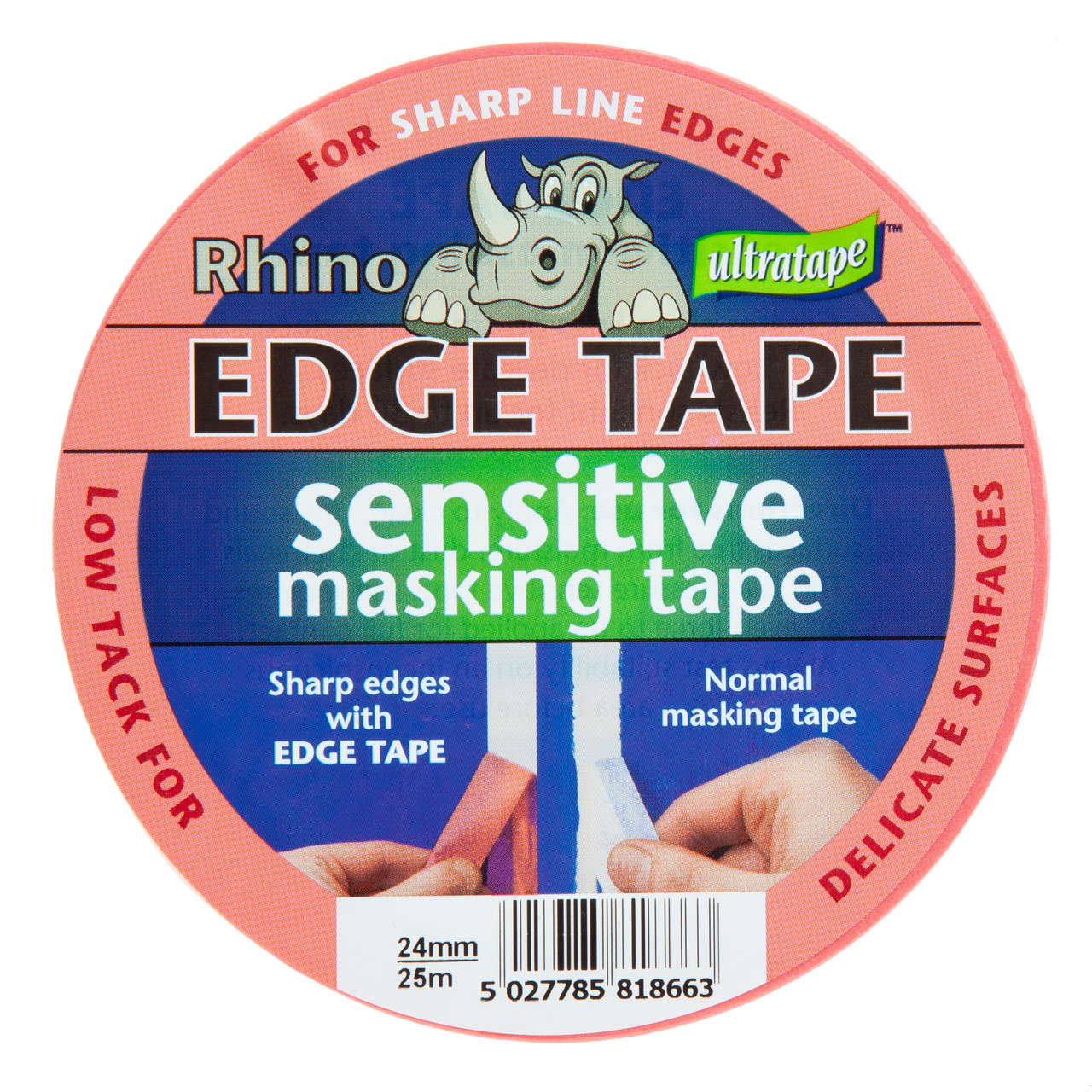 Ultratape 00722425RH Rhino Pink Sensitive Edge Tape 24mm × 25m