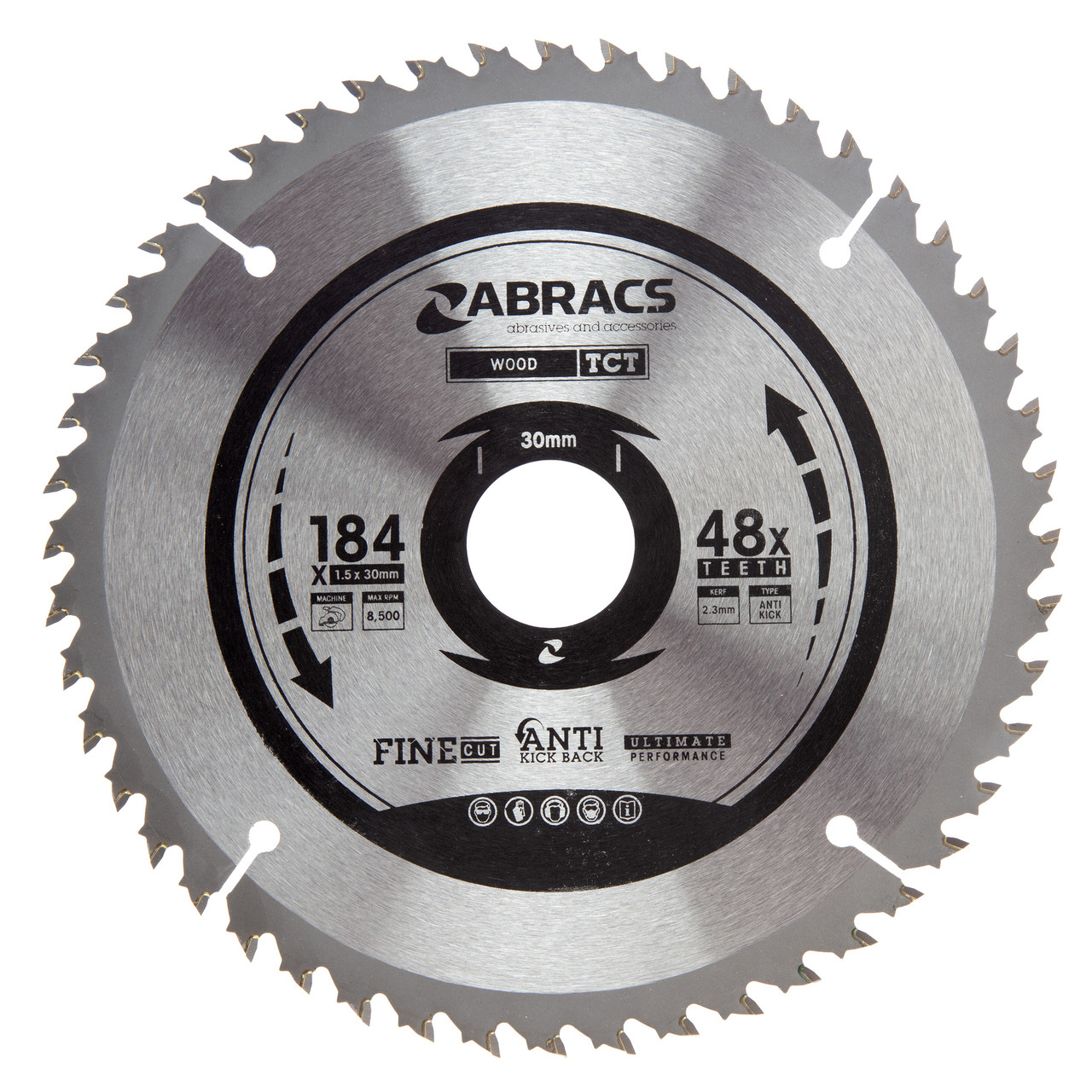 Abracs TCT18448 184 × 30mm × 48T Expert TCT Circular Saw Blade for Wood