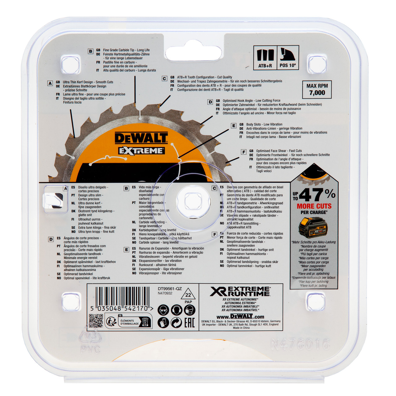 Dewalt DT99561 XR EXTREME Runtime Circular Saw Blade 165 × 20mm × 42T