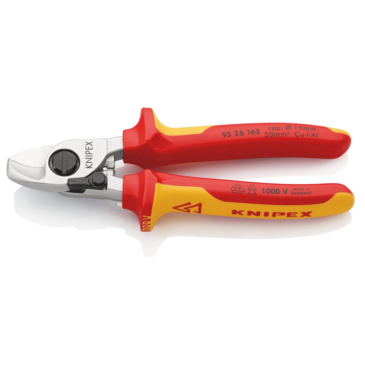 Knipex 9526165 165mm VDE Cable Shears with Opening Spring