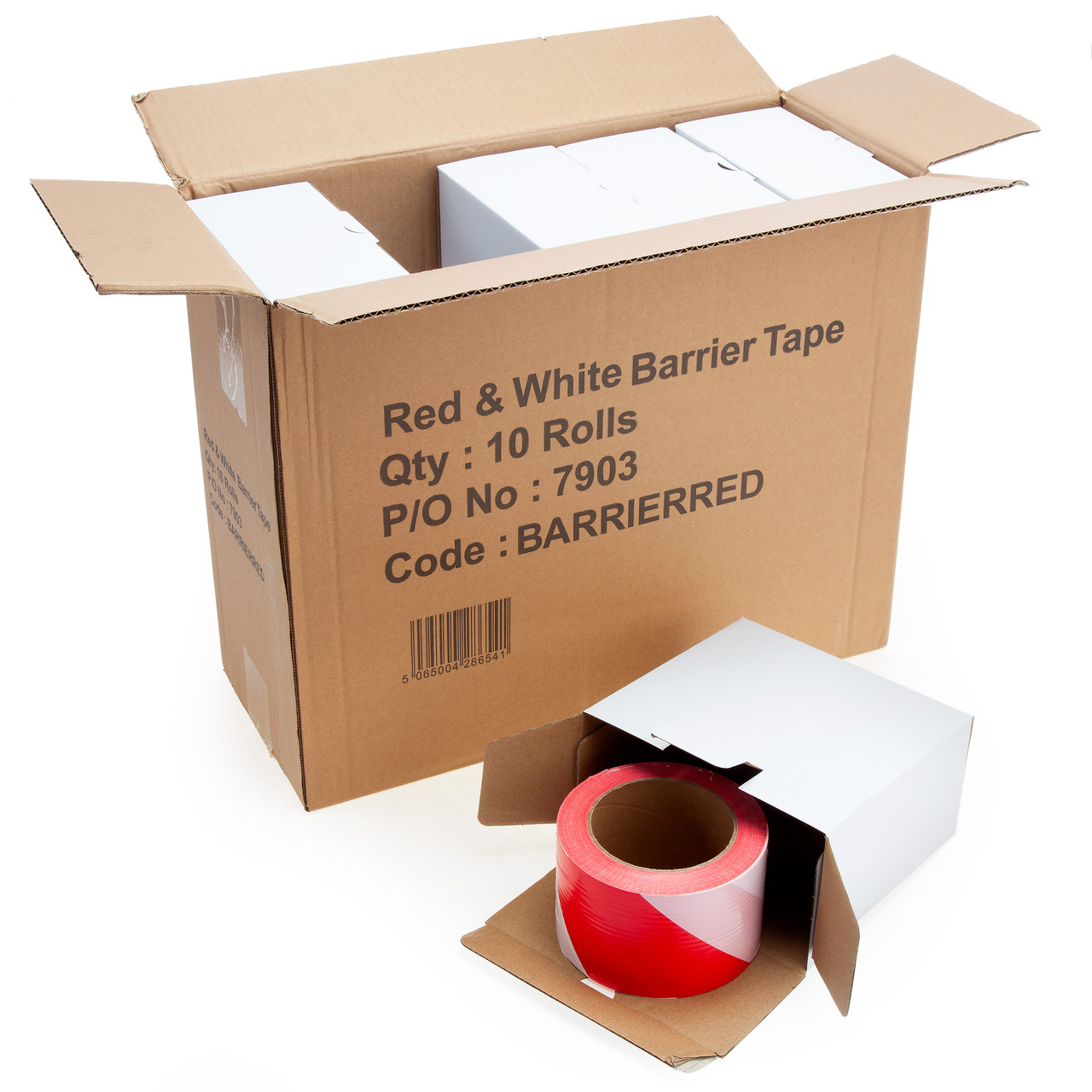 Punchin BARRIERRED Red/White Barrier Tape 500m × 70mm