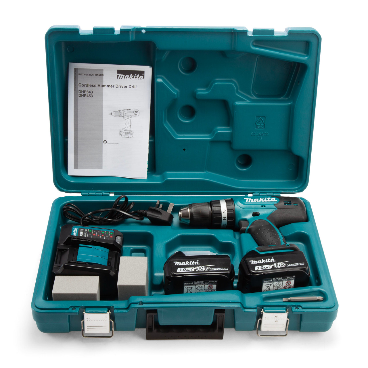 Makita DHP453F001 18V LXT Combi Drill with 2 × 3.0Ah Batteries