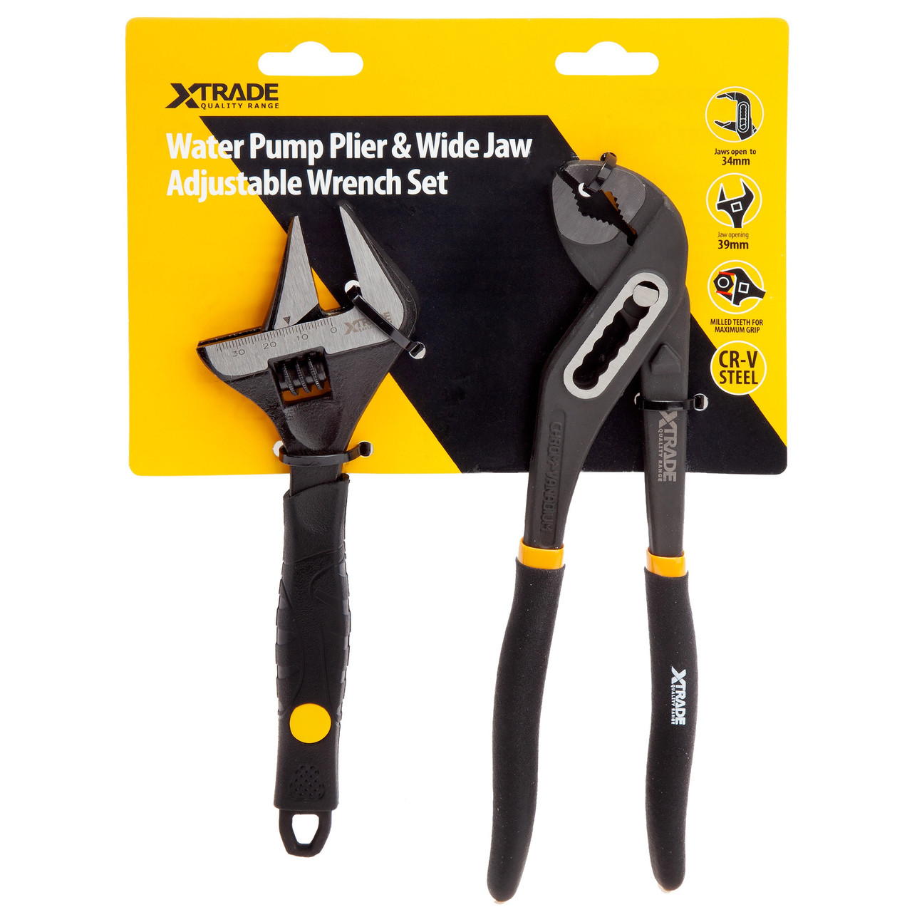 Xtrade X0900231 Water Pump Plier and Adjustable Wrench Set