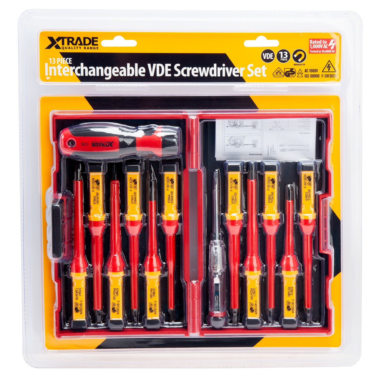 Xtrade X0900220 13 Piece Interchangeable VDE Screwdriver Set