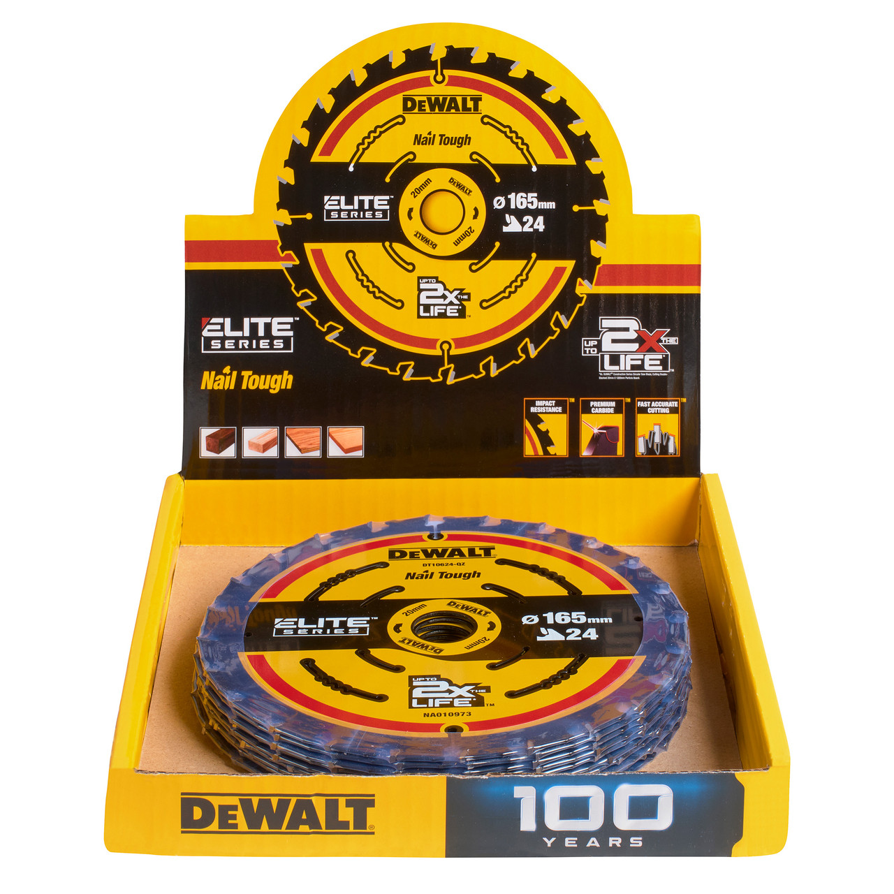 Dewalt DT10400QZ 165 × 20mm × 24T Circular Saw Blade with 10 Blades