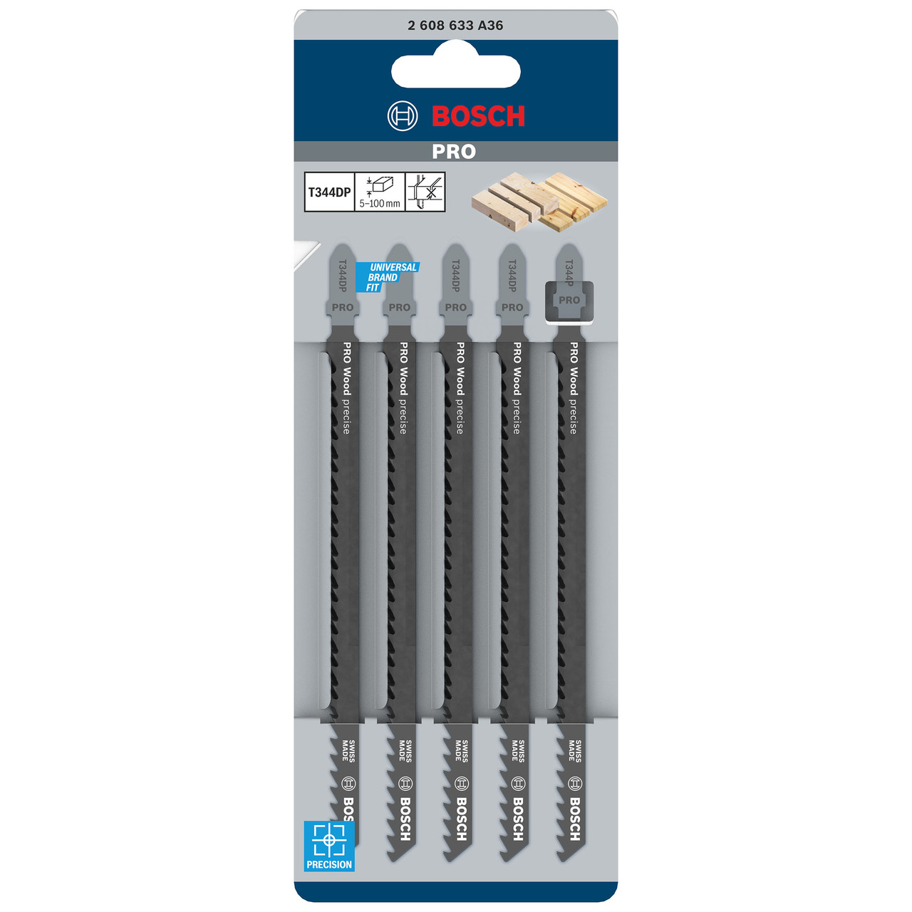Bosch 2608633A36 T344DP PRO 152mm Jigsaw Blade for Wood (Pack of 5)