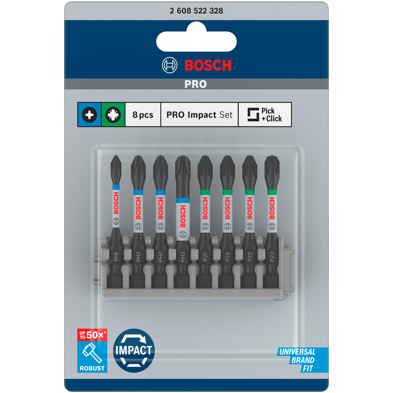 Bosch 2608522328 8 Piece Impact Screwdriver Bit Set