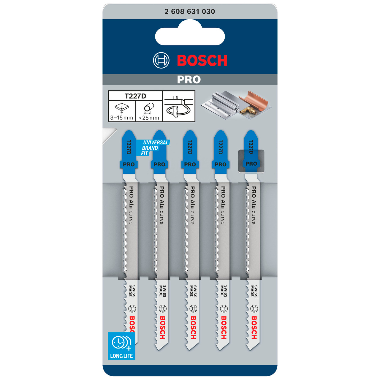 Bosch T227D2608631030 100mm Jigsaw Blade for Aluminium (Pack of 5)