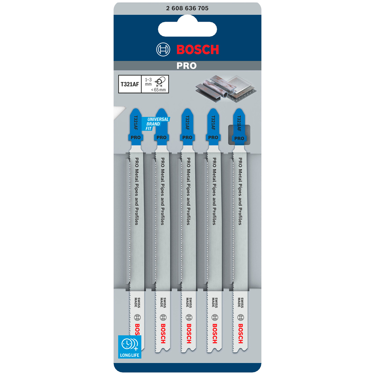 Bosch T321AF 132mm Jigsaw Blade for Metal Pipes & Profiles (Pack of 5)