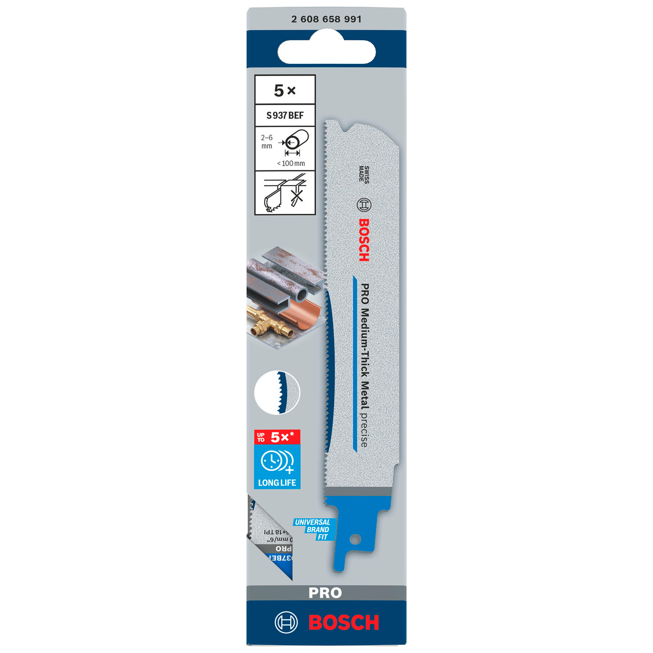 Bosch 2608658991 S937BEF PRO Reciprocating Saw Blade for Metal 150mm (Pack of 5)