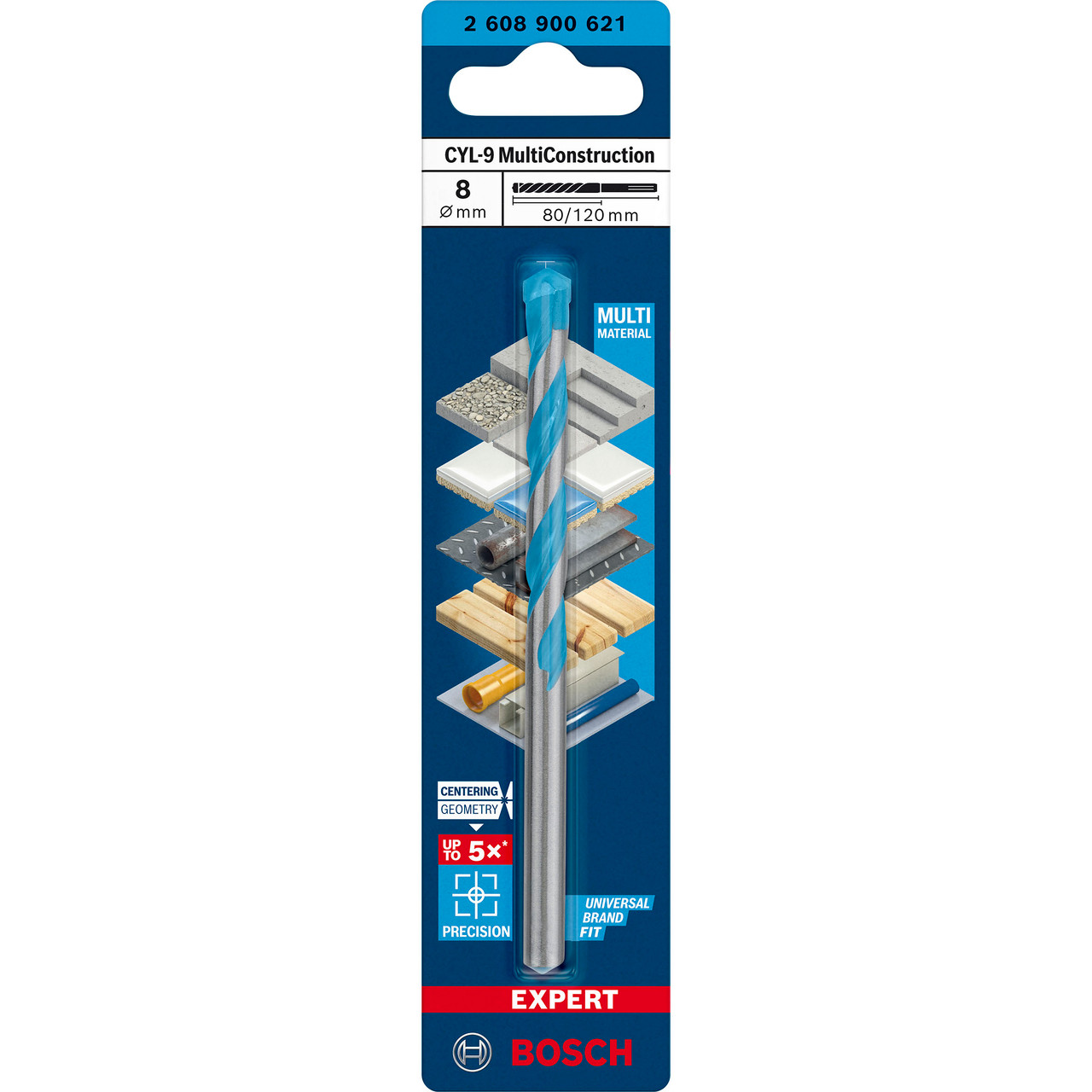 Bosch 2608900621 EXPERT CYL-9 Multi Construction Drill Bit 8 × 80mm