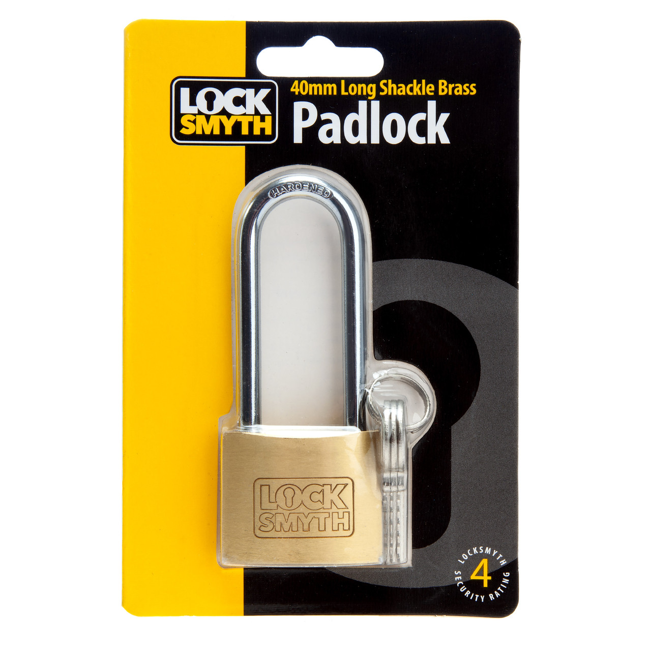 Locksmyth L2200014 40mm Long Shackle Brass Padlock
