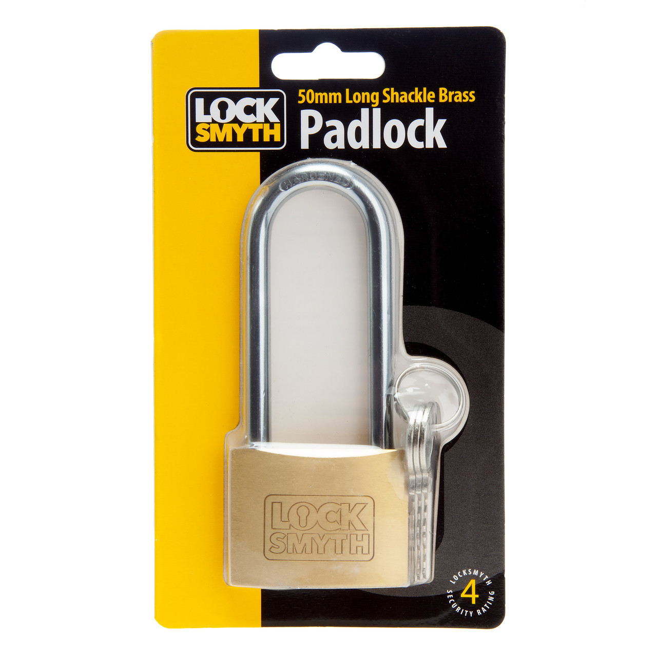 Locksmyth L2200015 50mm Long Shackle Brass Padlock