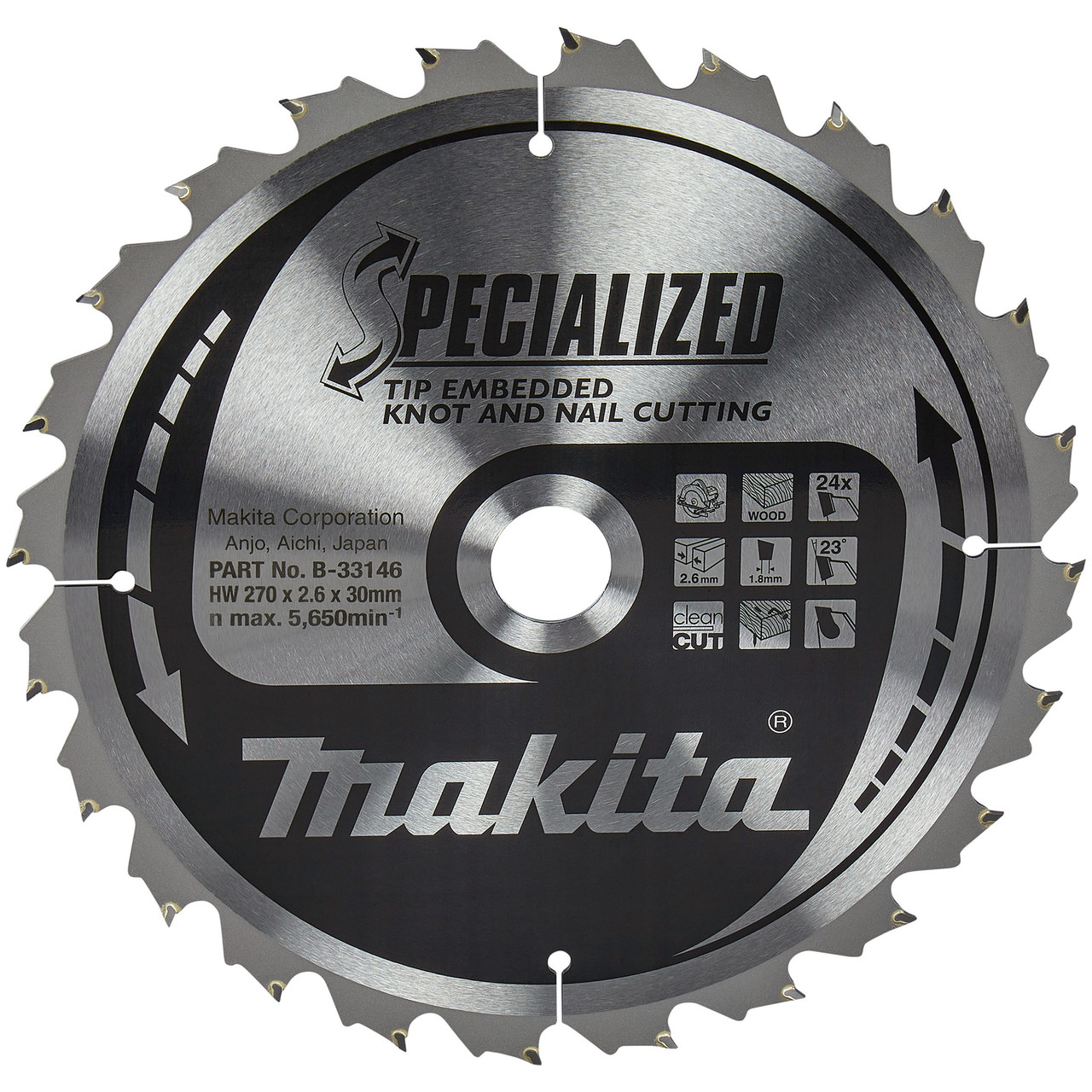 Makita B33146 270 × 30mm × 24T Circular Saw Blade for Wood