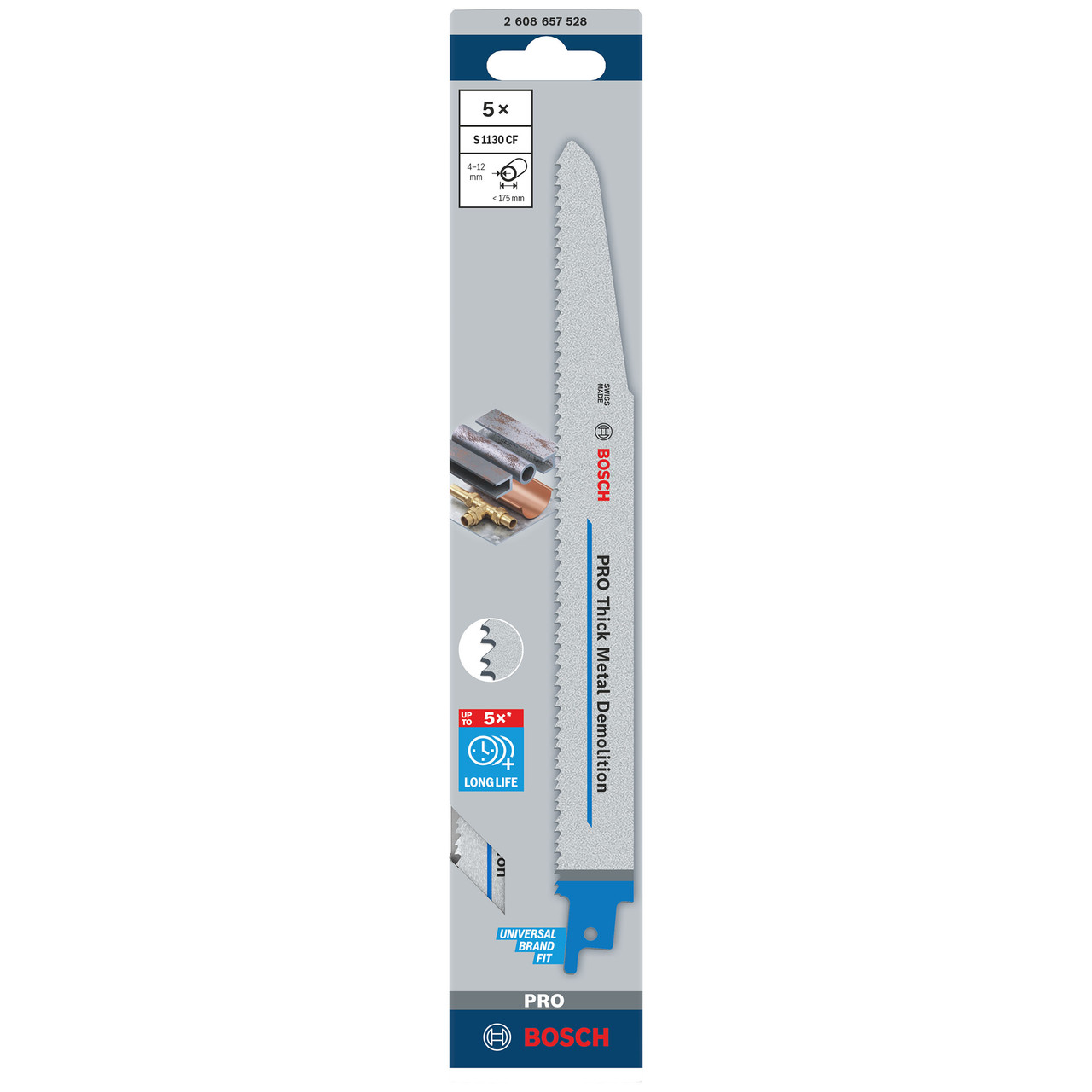 Bosch S1130CF 225mm Metal Demolition Reciprocating Saw Blade with 5 Blades