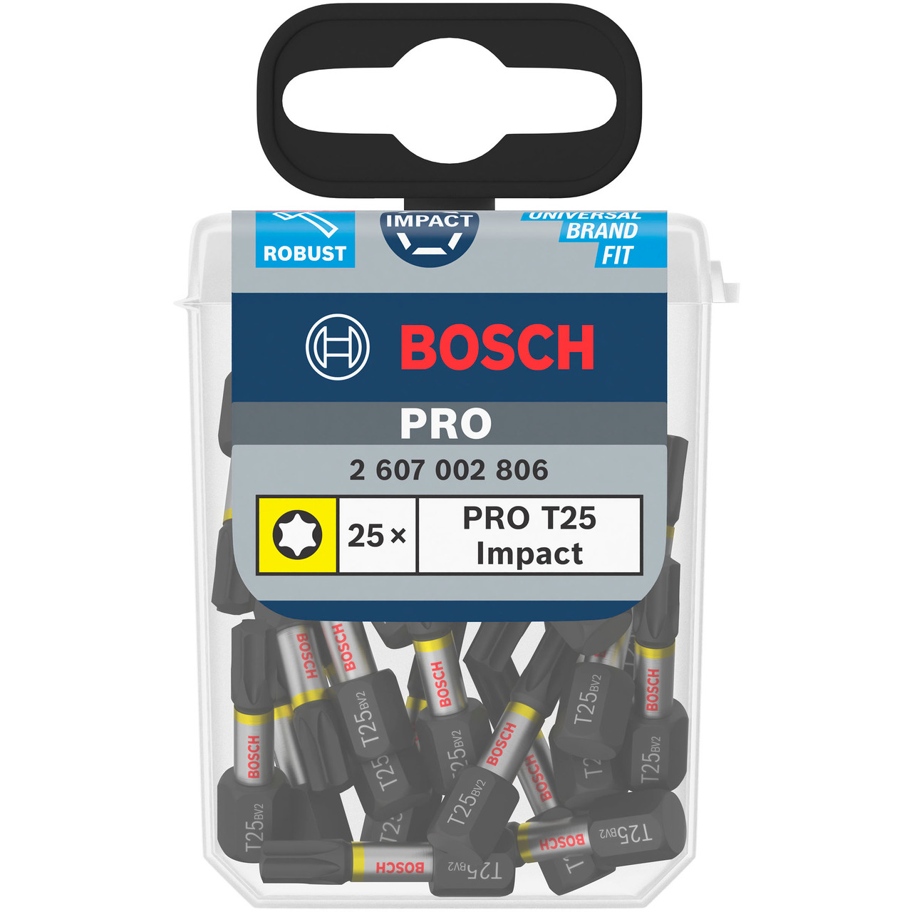 Bosch 2607002806 T25 × 25mm Impact Screwdriver Bit (Pack of 25)