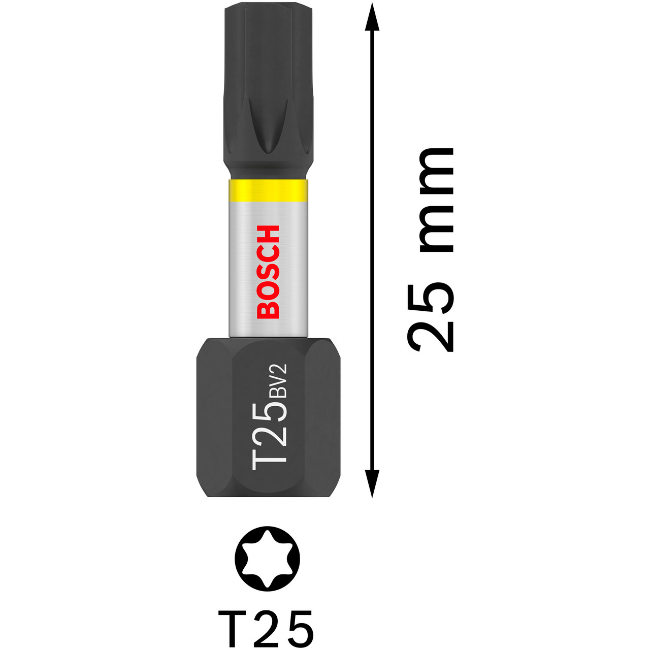 Bosch 2607002806 T25 × 25mm Impact Screwdriver Bit (Pack of 25)