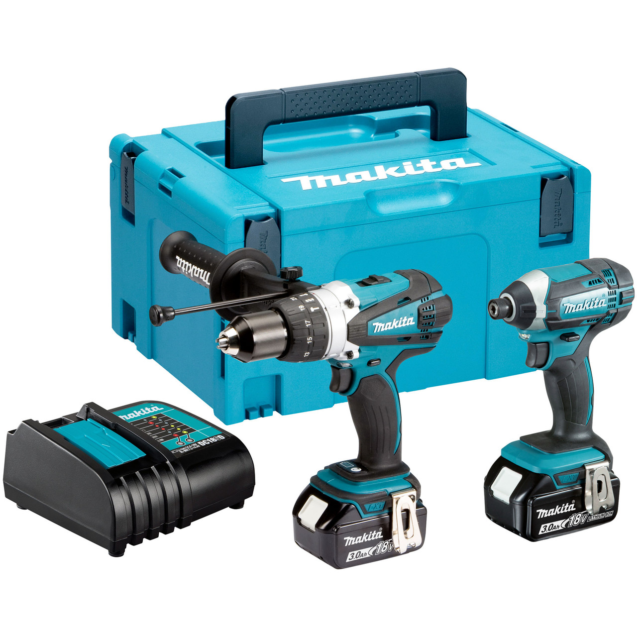 Makita DLX2145 LXT 18V Combi Drill & Impact Driver Twin Pack with 2 × 3.0Ah Batteries