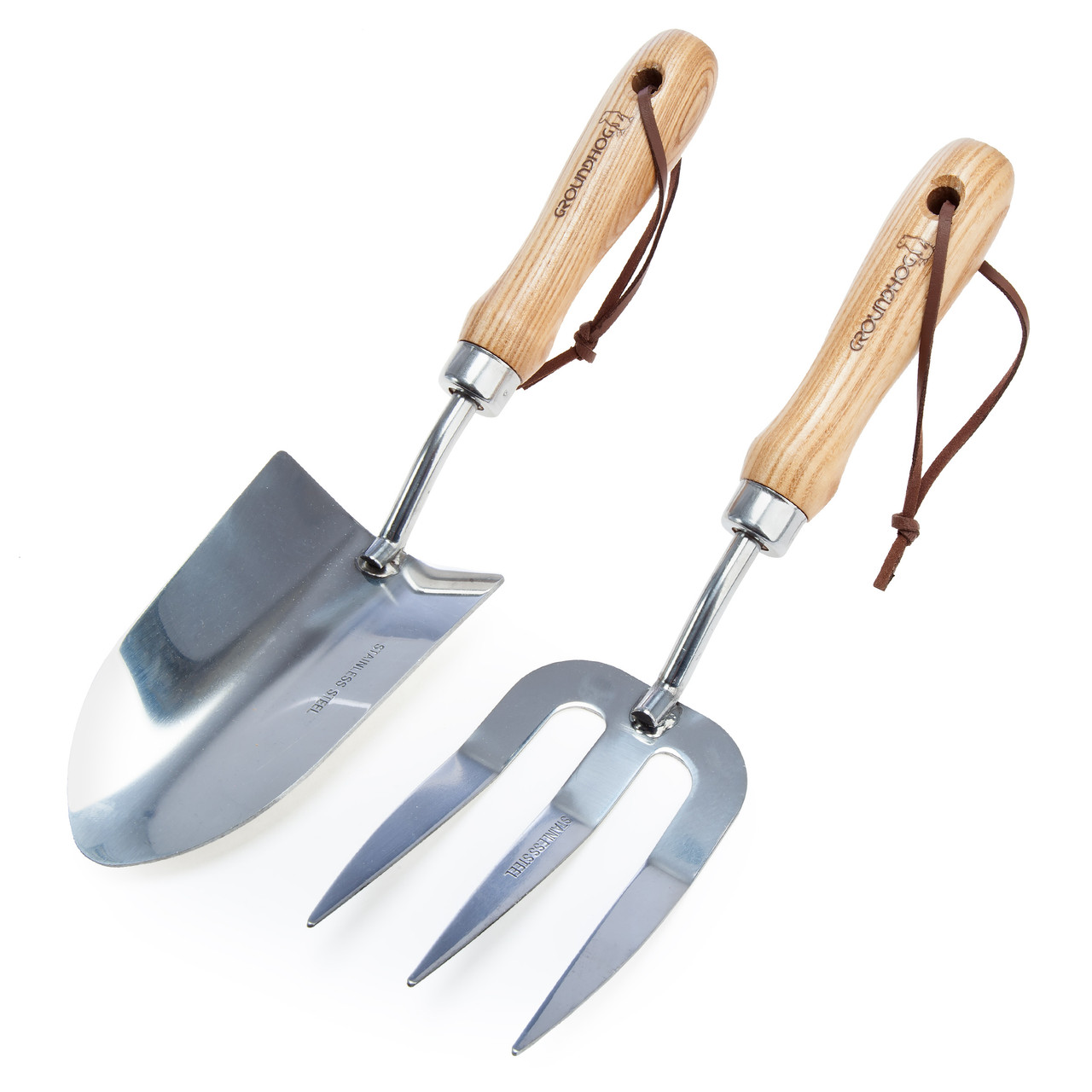 Groundhog G1300062 Stainless Steel Hand Trowel & Fork Set with Gloves